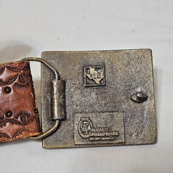 Vintage Handcrafted Leather Belt w/ Cutty Sark Scotch Whisky Buckle- READ - Picture 6 of 7